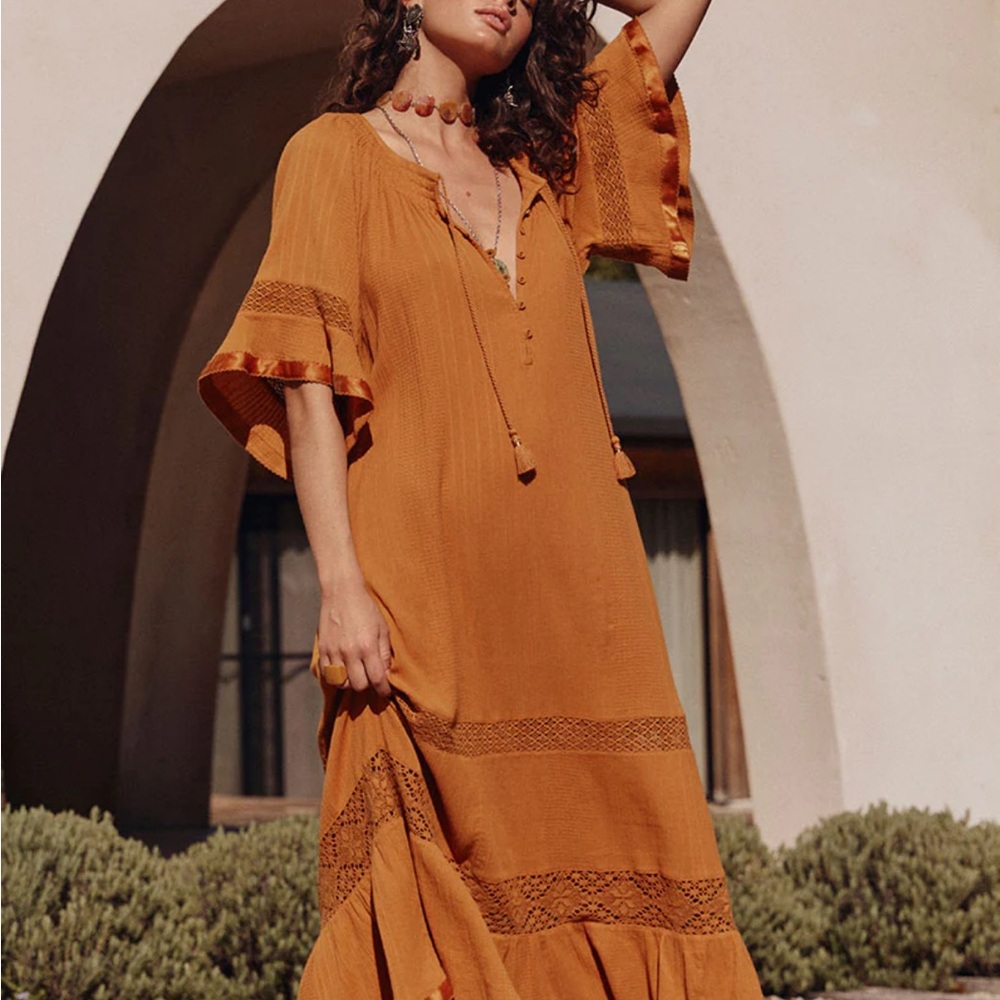 Spell Serenade Gown L - Marigold BRAND new Boho dress